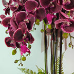 Luxury Real Touch Burgundy Orchid in Maroon Ceramic Planter
