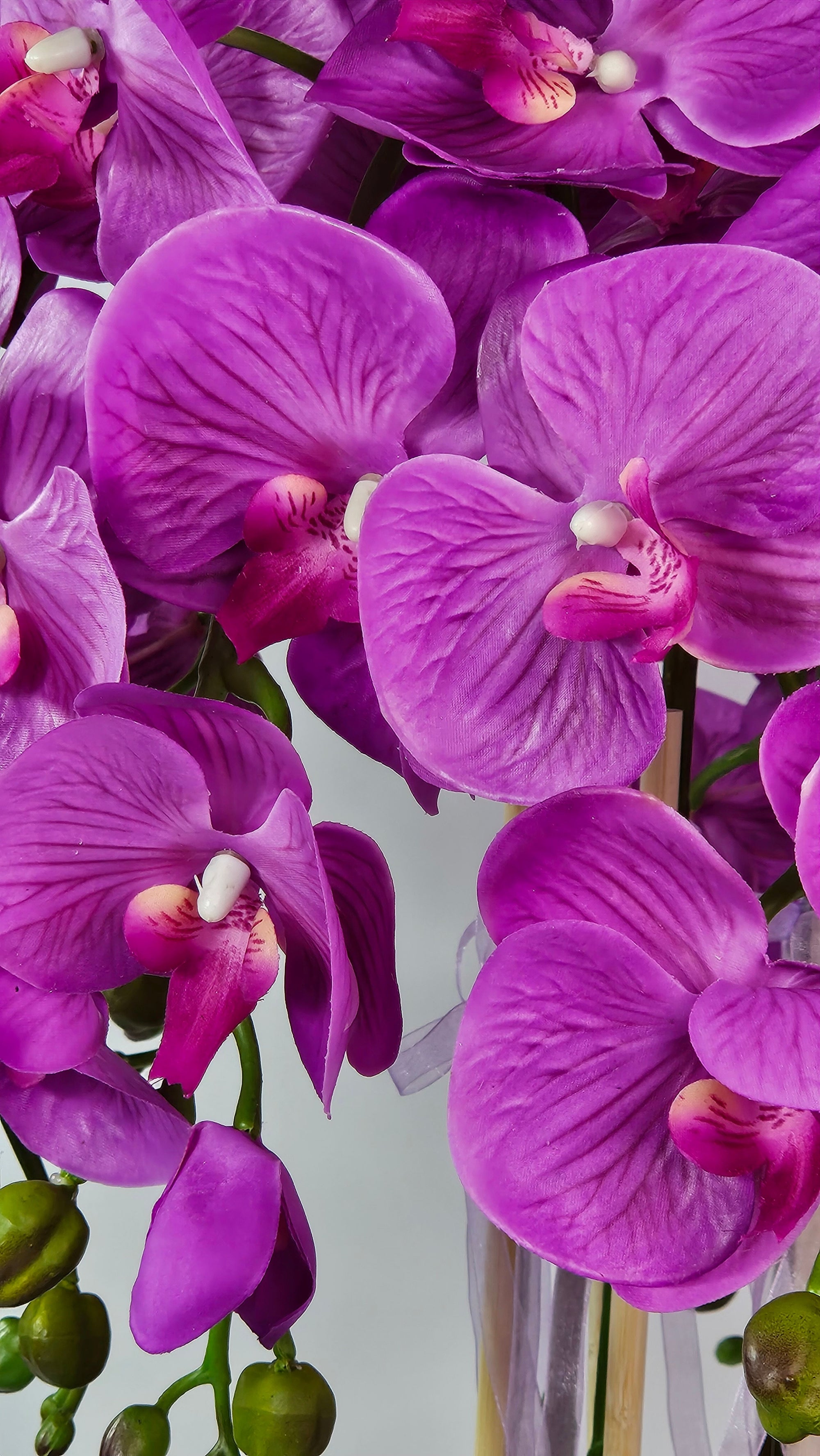 Luxury Real Touch Purple Orchid in Sand Gold Ceramic Planter
