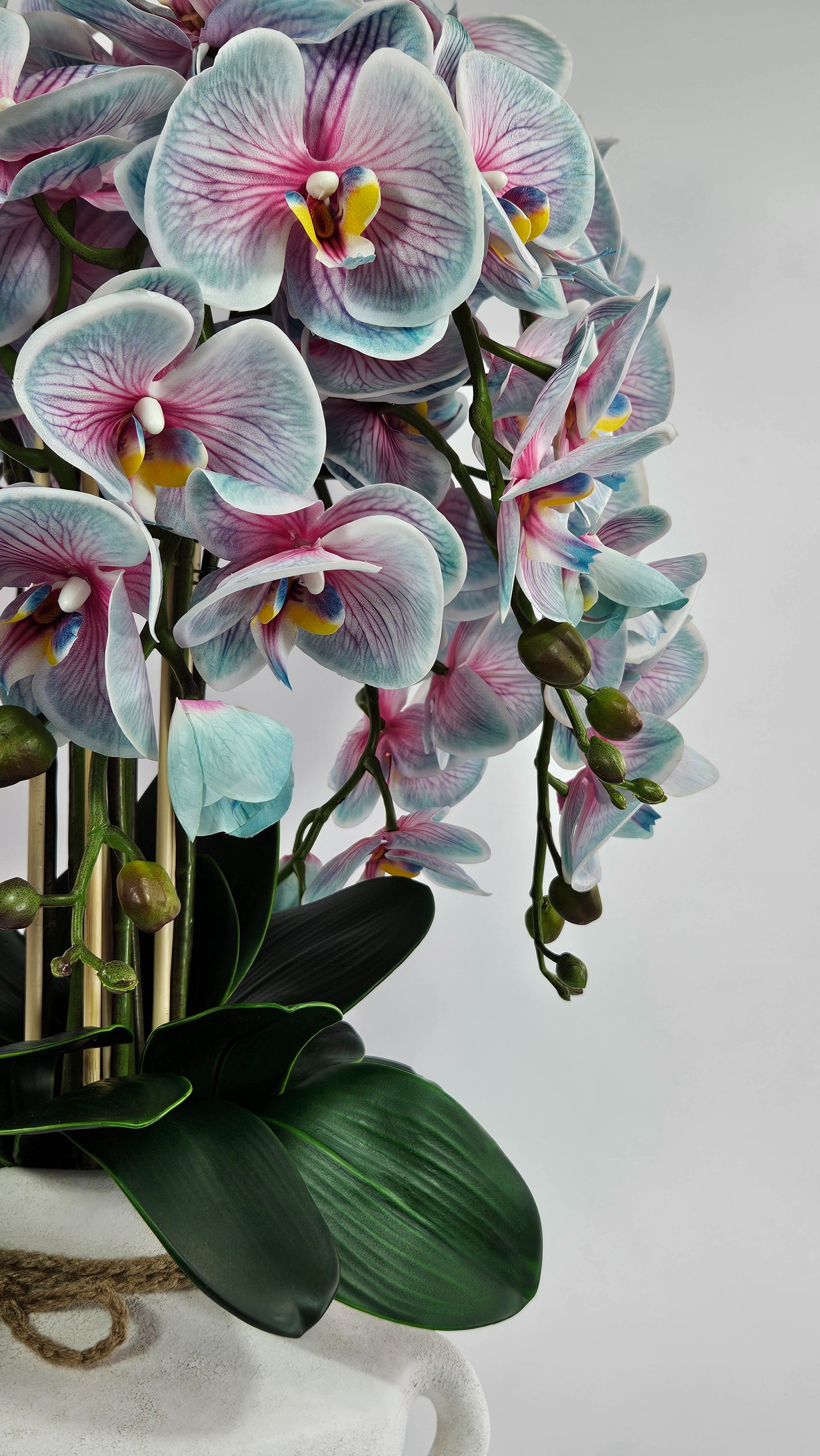 Luxury Real-Touch Light Blue Orchid in Amphora Vase